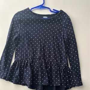 Old Navy Girls polka dot top with ruffle detail.